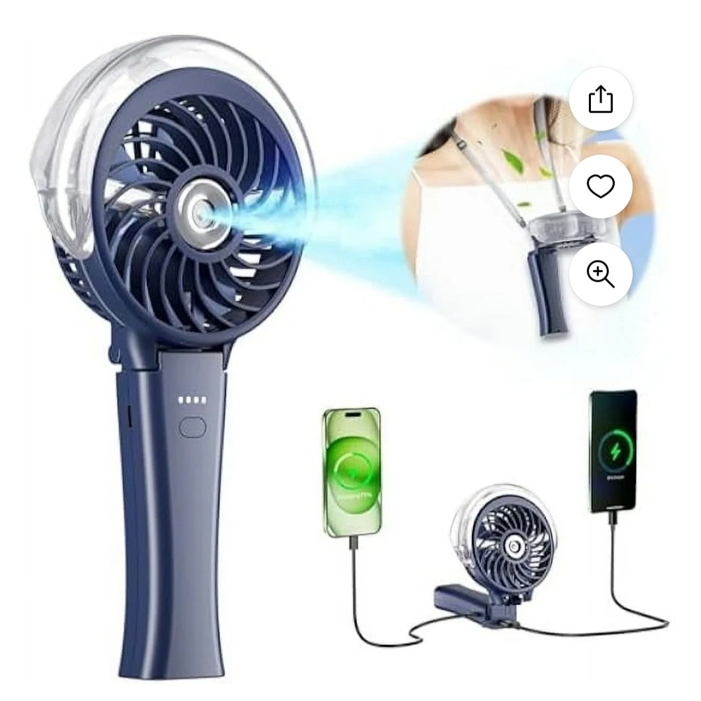 Portable Blue Handheld Fan with USB Charging